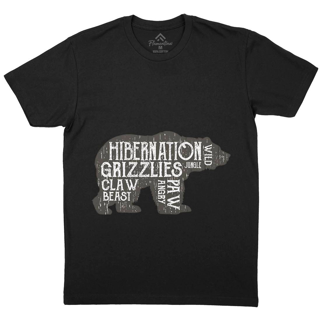 Bear Hibernation Mens Organic Crew Neck T-Shirt Animals B682