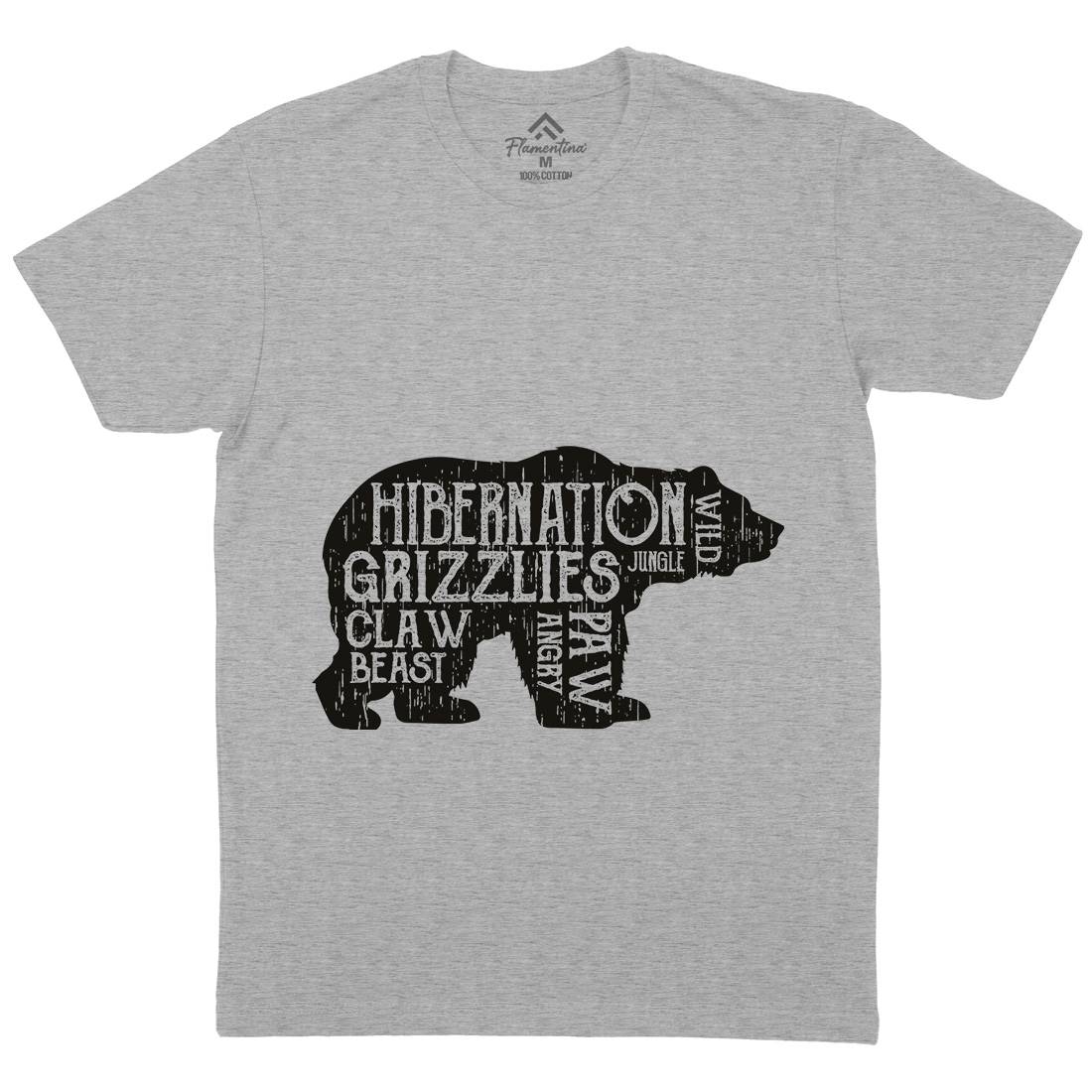 Bear Hibernation Mens Crew Neck T-Shirt Animals B682