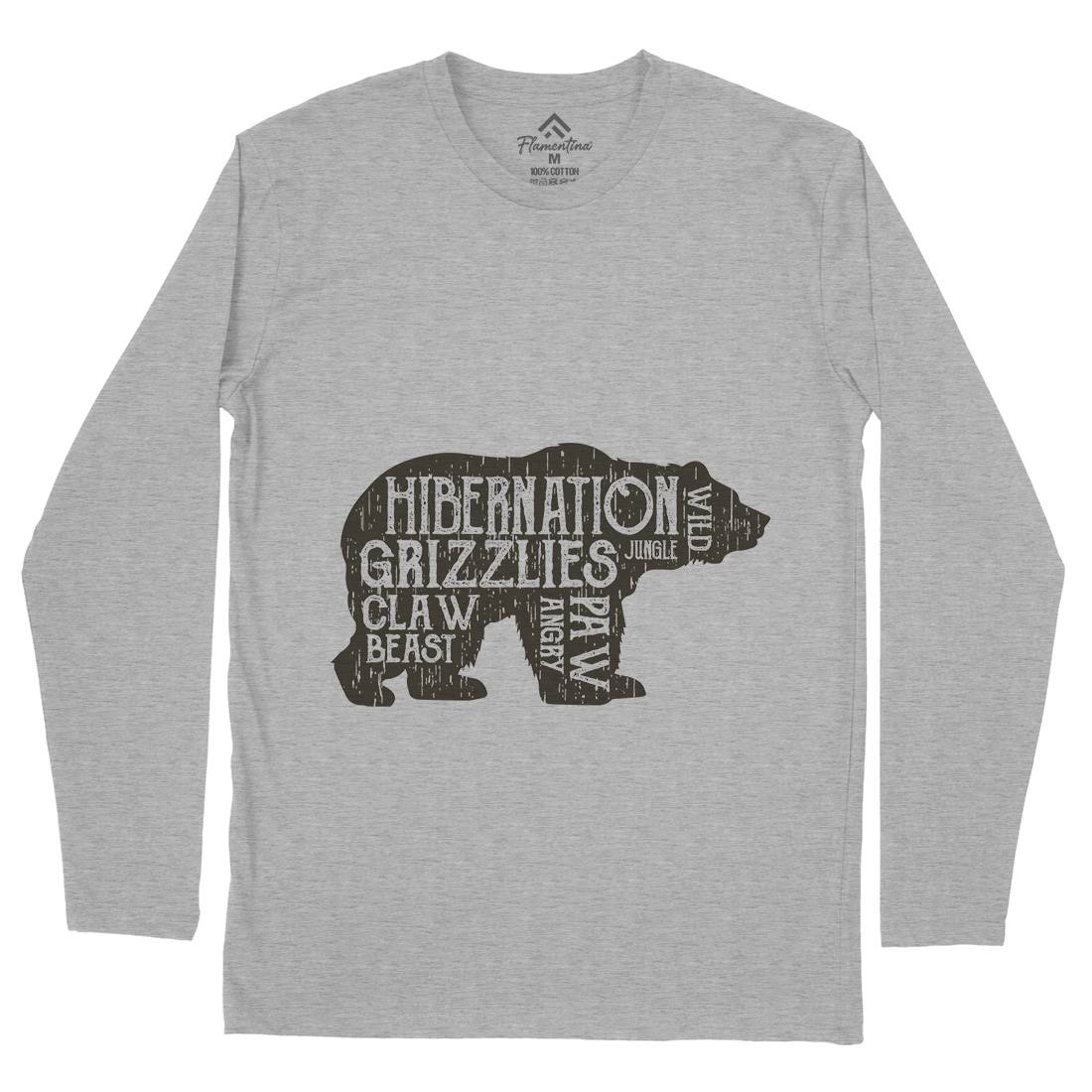 Bear Hibernation Mens Long Sleeve T-Shirt Animals B682