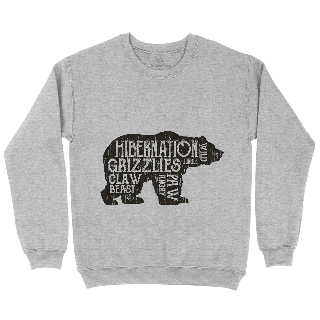 Bear Hibernation Mens Crew Neck Sweatshirt Animals B682