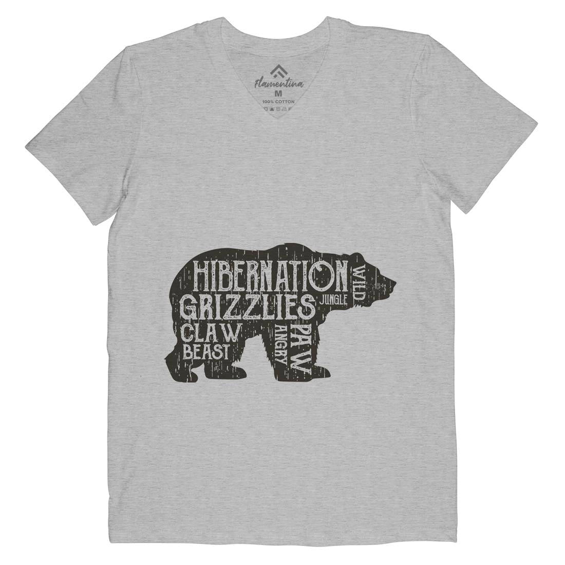 Bear Hibernation Mens V-Neck T-Shirt Animals B682