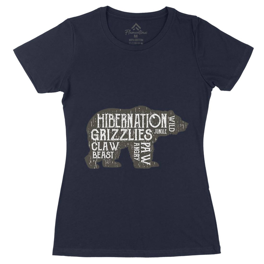Bear Hibernation Womens Organic Crew Neck T-Shirt Animals B682