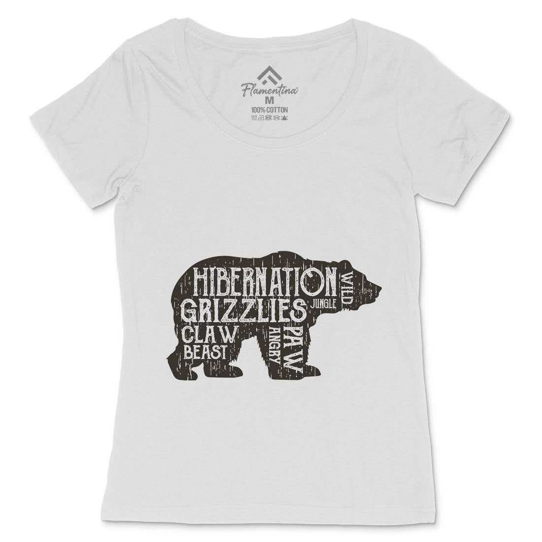 Bear Hibernation Womens Scoop Neck T-Shirt Animals B682