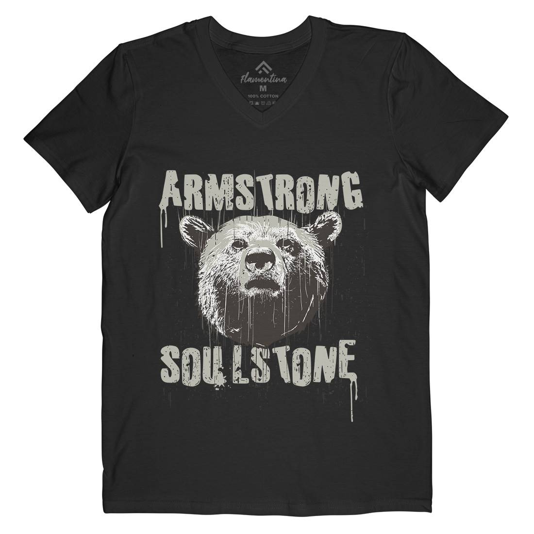 Bear Strong Mens Organic V-Neck T-Shirt Animals B683