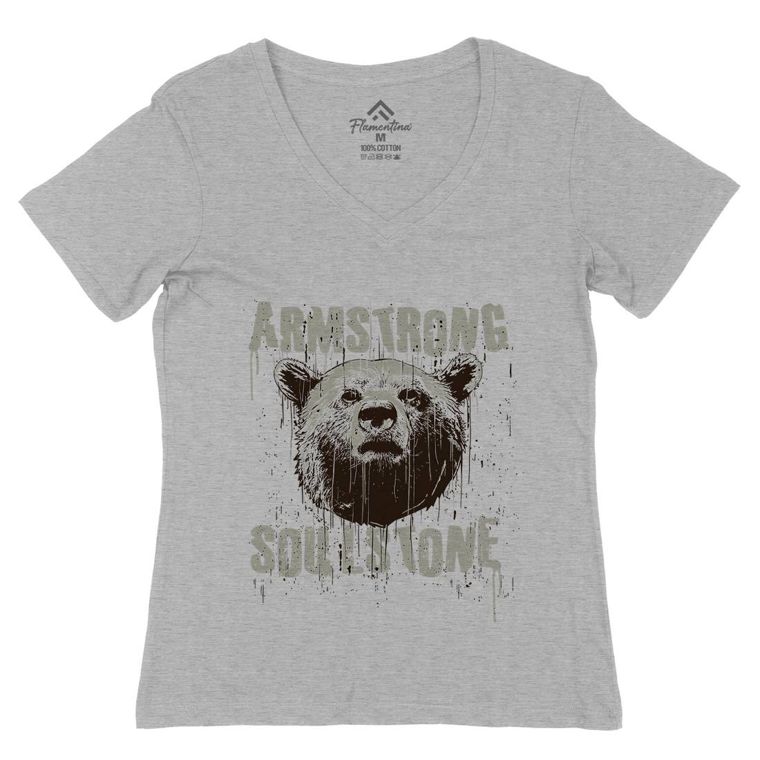 Bear Strong Womens Organic V-Neck T-Shirt Animals B683
