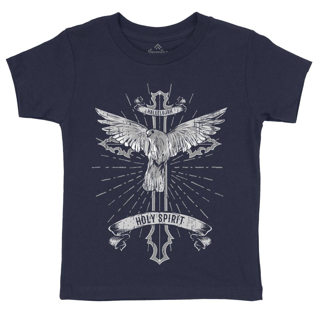Bird Dove Cross Kids Crew Neck T-Shirt Religion B684