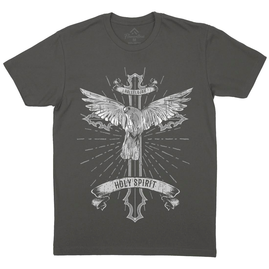 Bird Dove Cross Mens Organic Crew Neck T-Shirt Religion B684