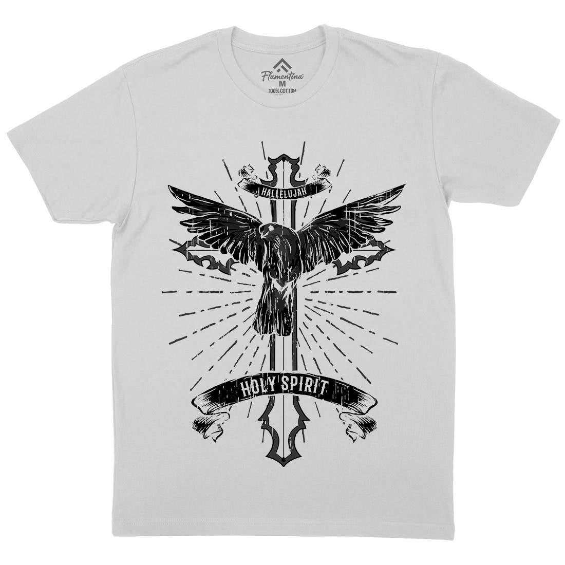 Bird Dove Cross Mens Crew Neck T-Shirt Religion B684