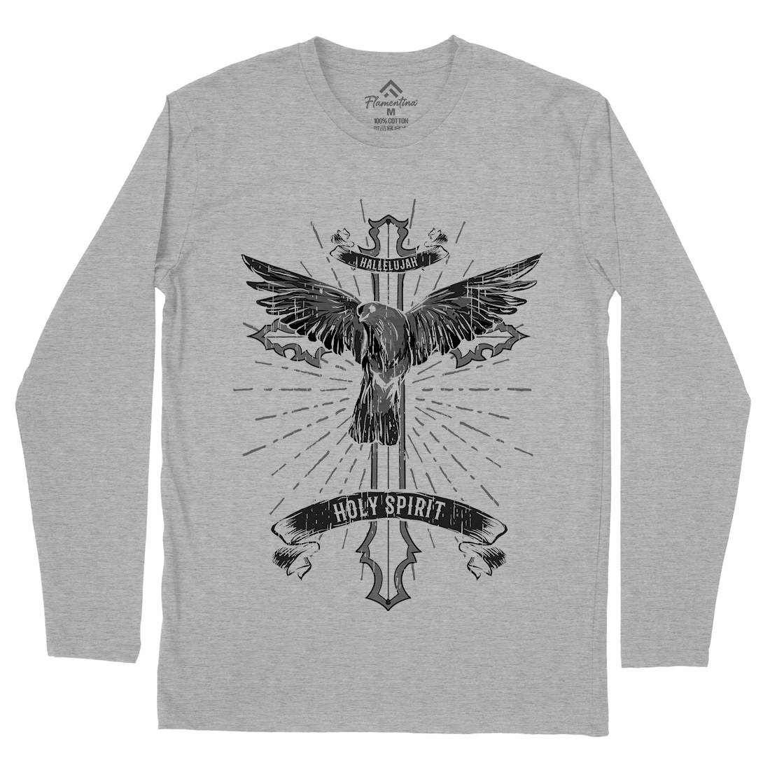 Bird Dove Cross Mens Long Sleeve T-Shirt Religion B684