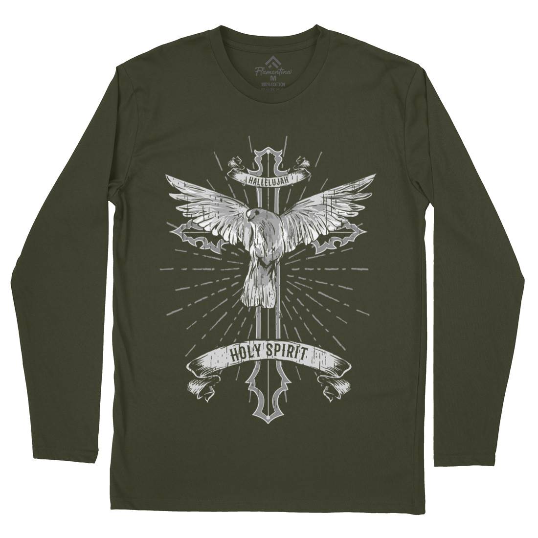Bird Dove Cross Mens Long Sleeve T-Shirt Religion B684