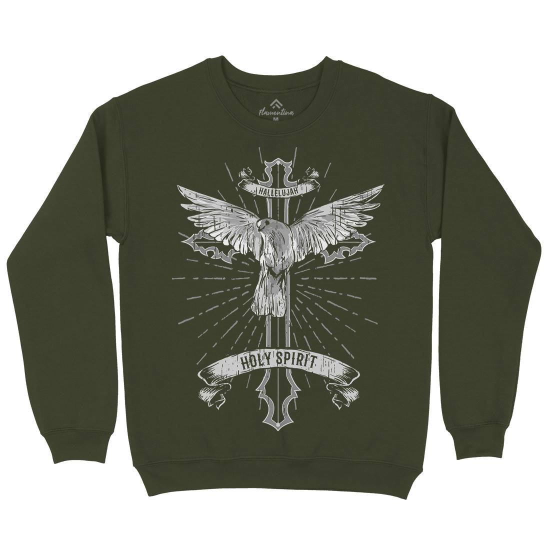 Bird Dove Cross Mens Crew Neck Sweatshirt Religion B684