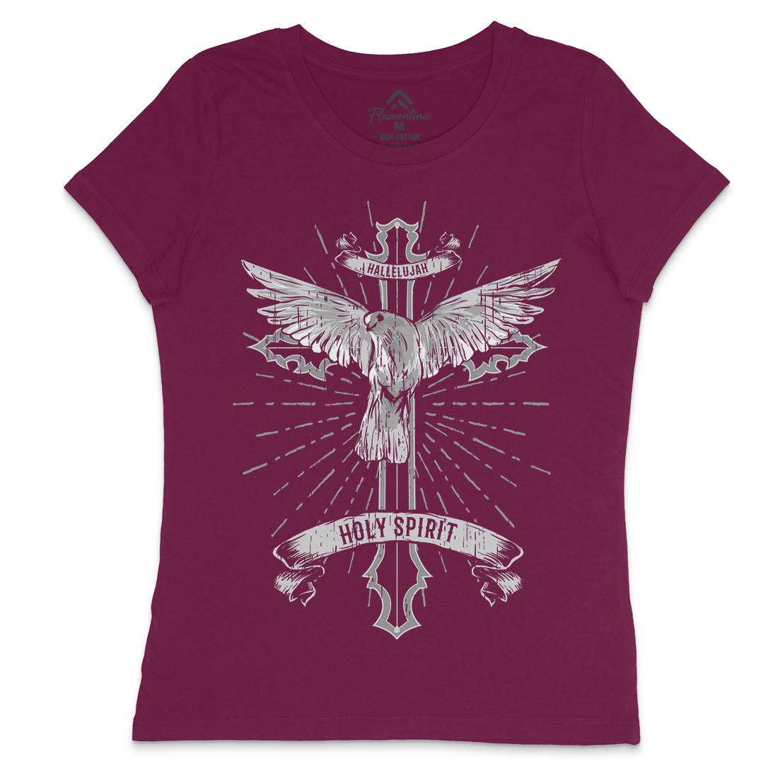 Bird Dove Cross Womens Crew Neck T-Shirt Religion B684