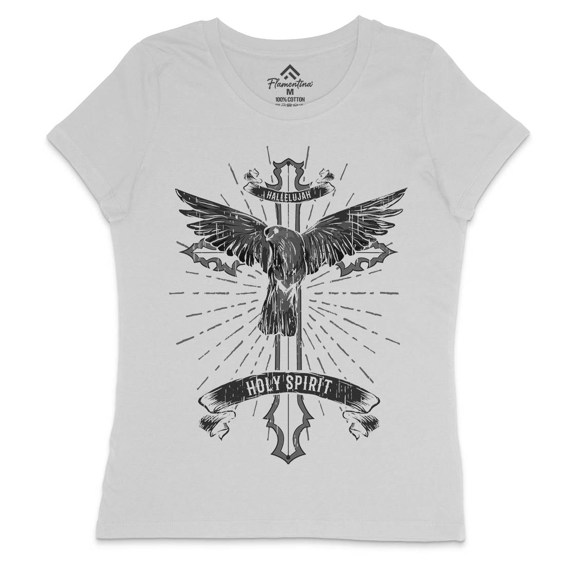 Bird Dove Cross Womens Crew Neck T-Shirt Religion B684