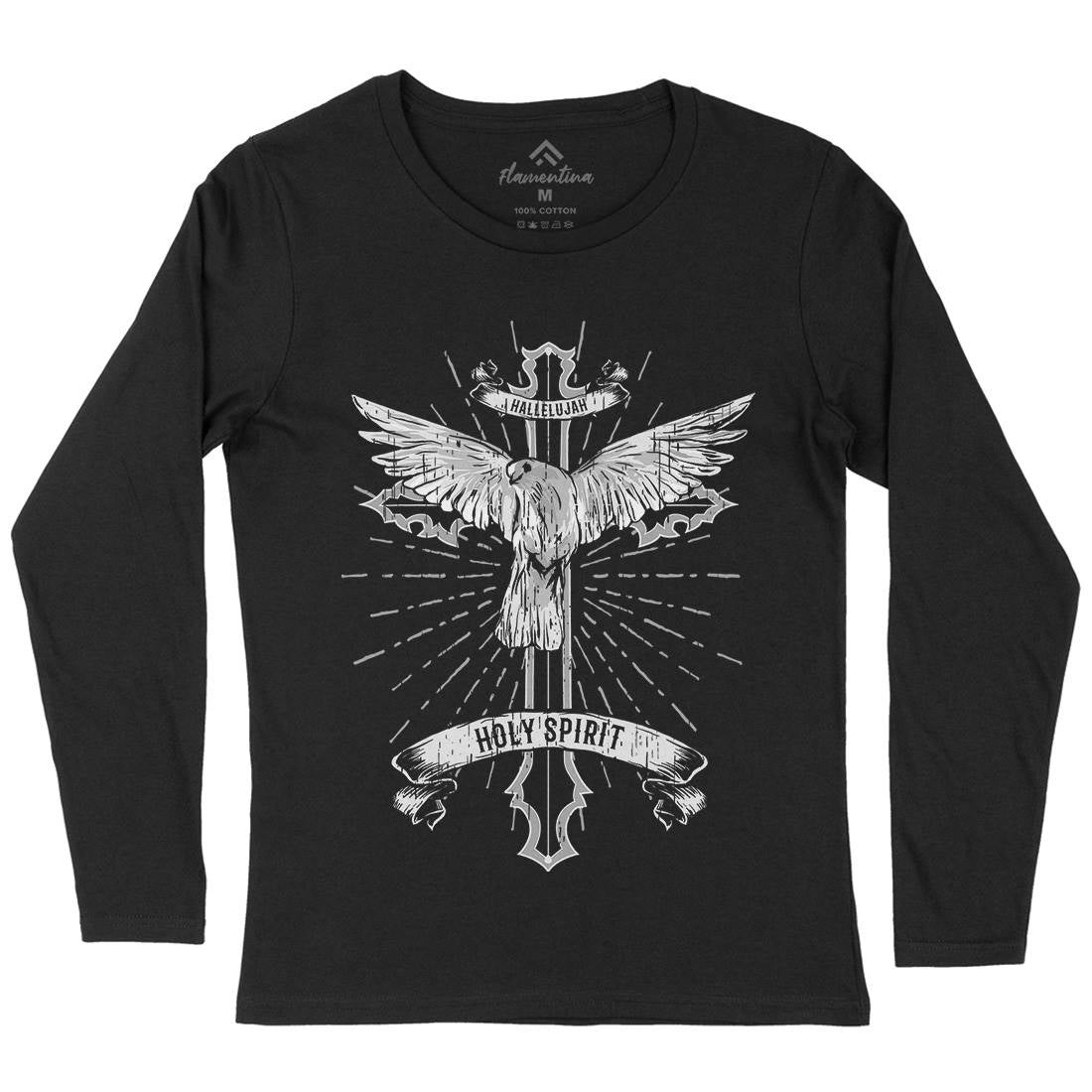 Bird Dove Cross Womens Long Sleeve T-Shirt Religion B684