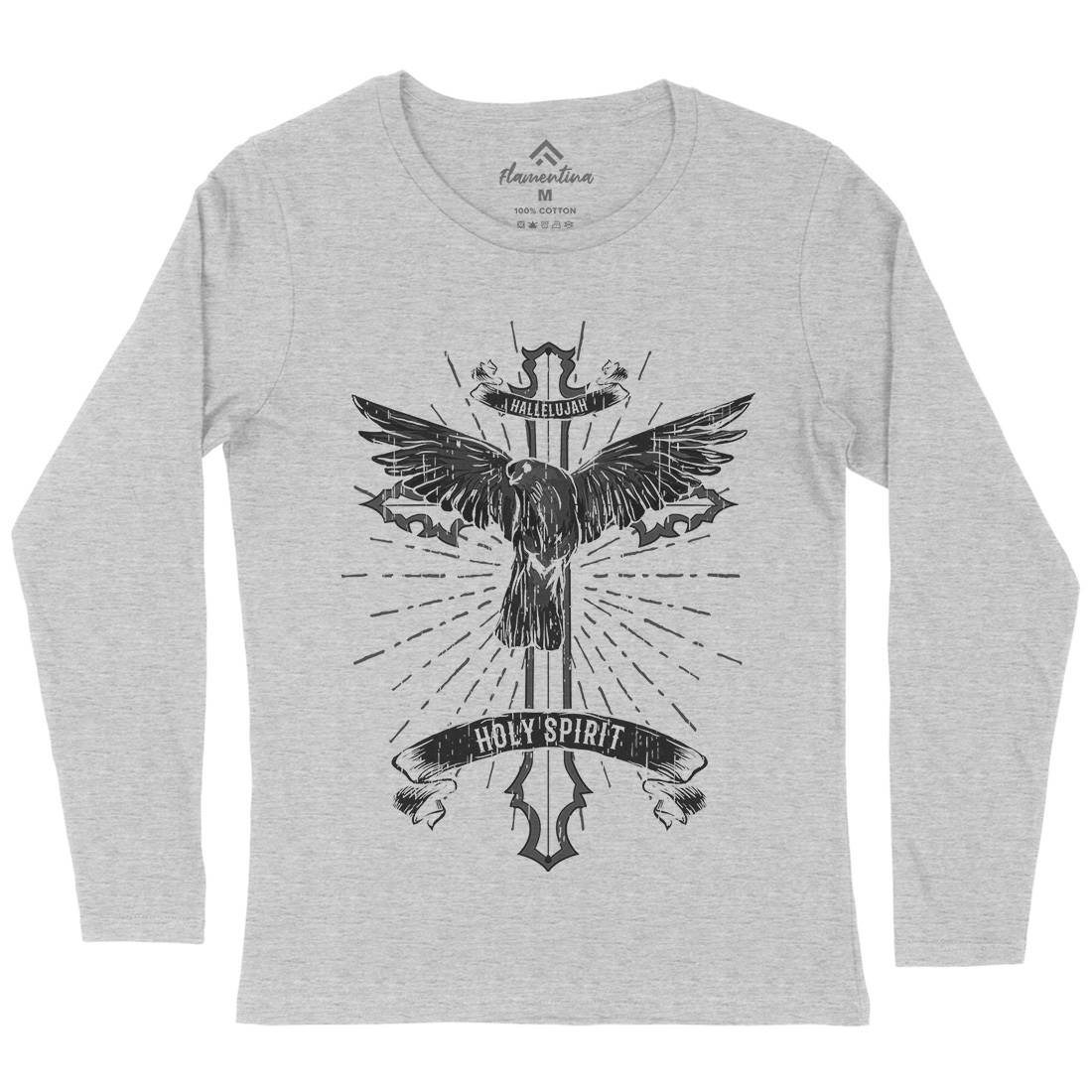 Bird Dove Cross Womens Long Sleeve T-Shirt Religion B684