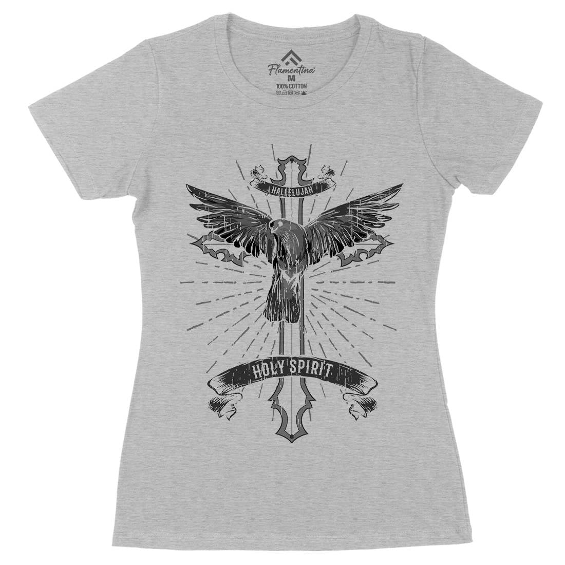 Bird Dove Cross Womens Organic Crew Neck T-Shirt Religion B684