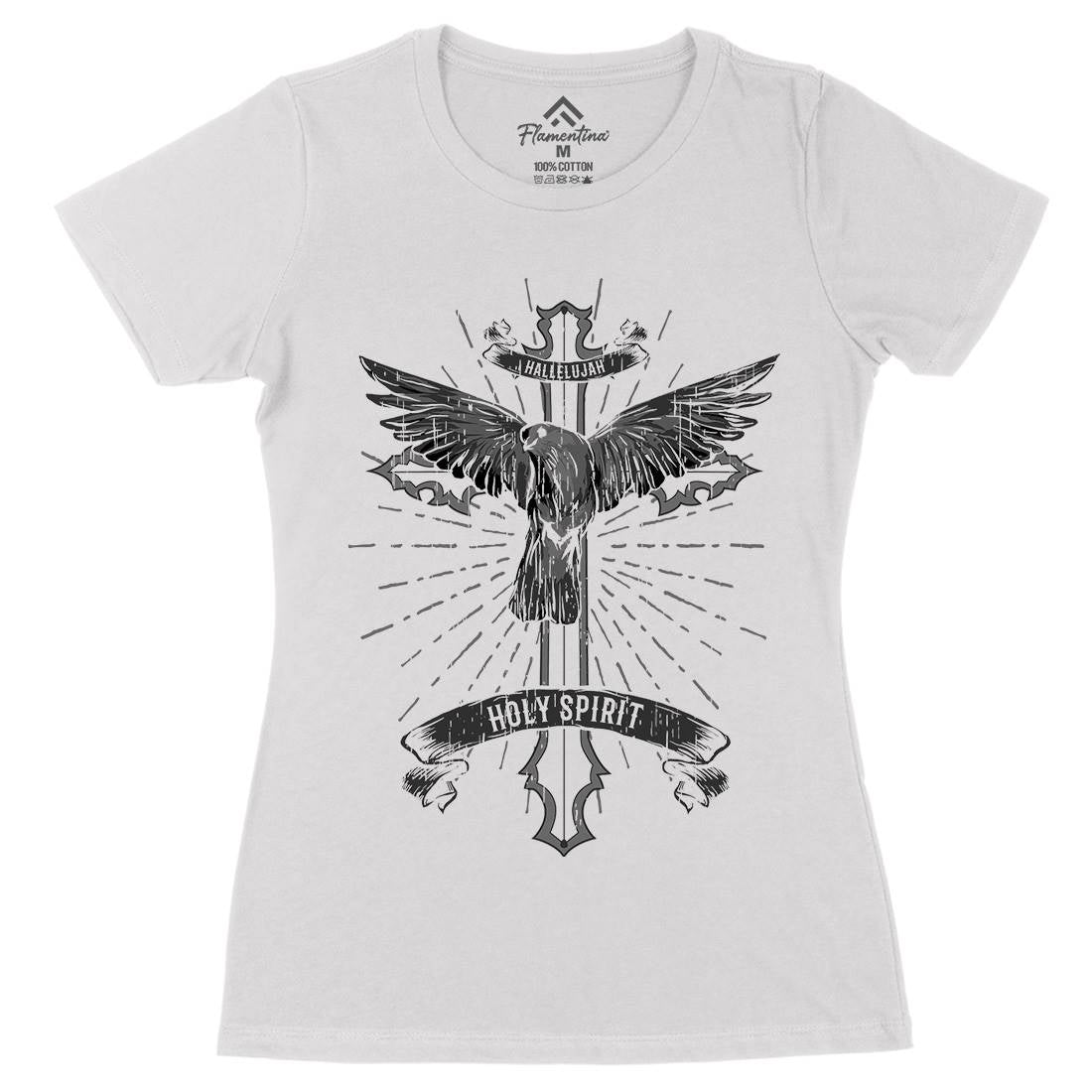 Bird Dove Cross Womens Organic Crew Neck T-Shirt Religion B684