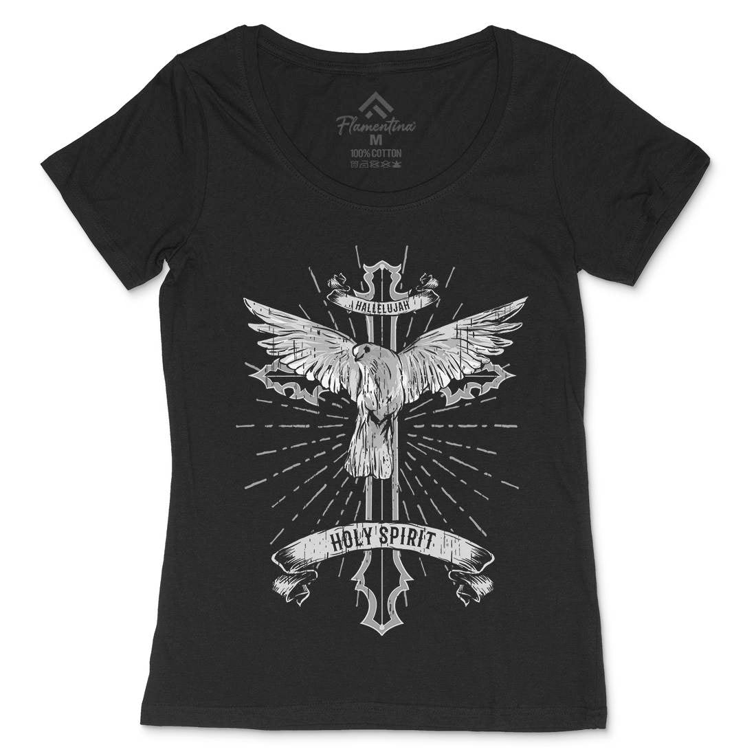 Bird Dove Cross Womens Scoop Neck T-Shirt Religion B684