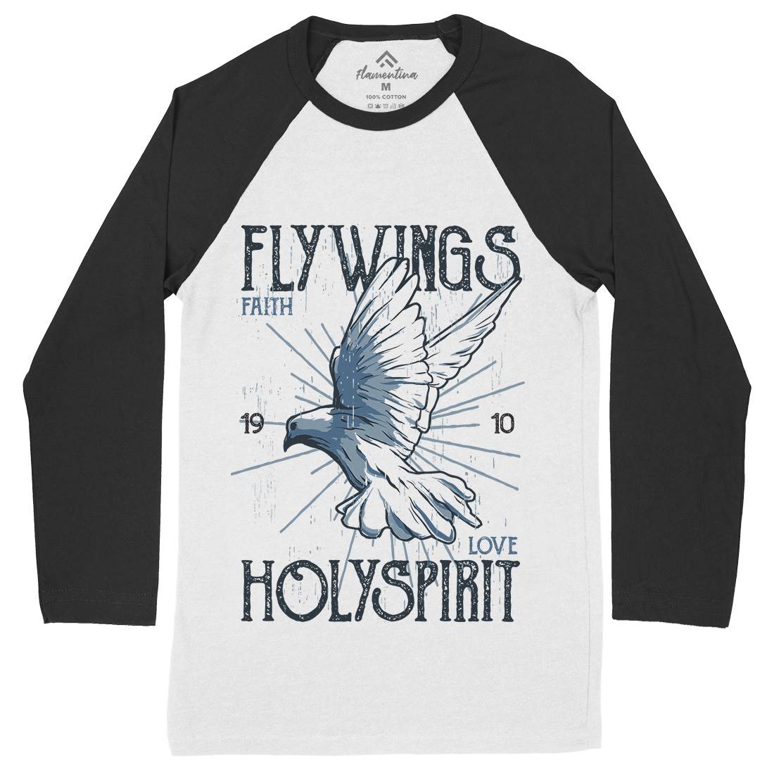 Bird Dove Fly Mens Long Sleeve Baseball T-Shirt Religion B685