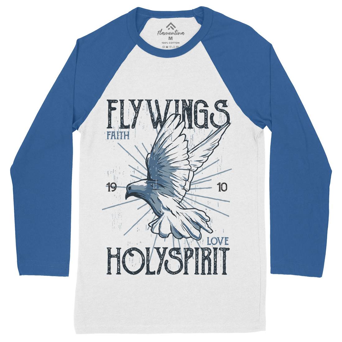 Bird Dove Fly Mens Long Sleeve Baseball T-Shirt Religion B685