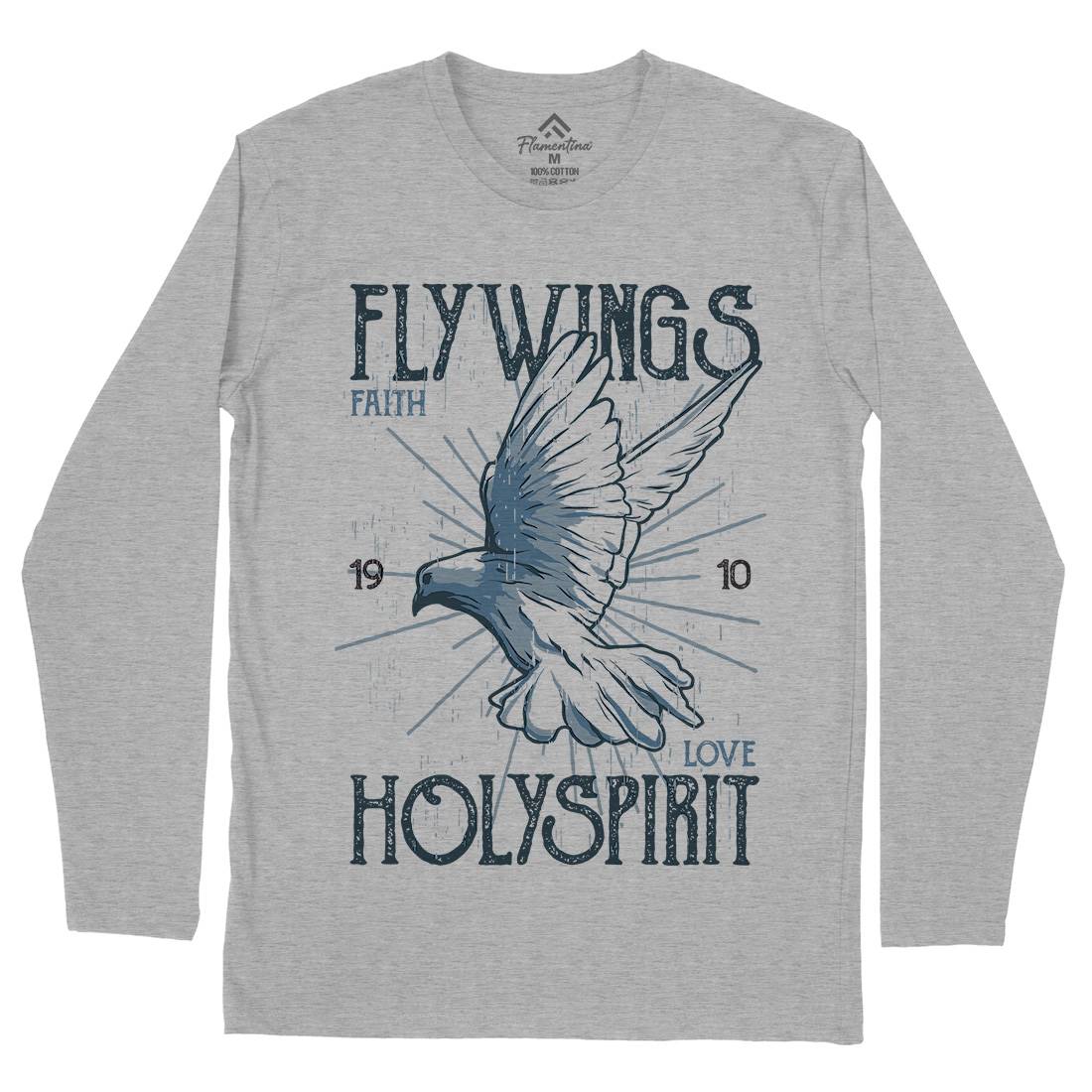 Bird Dove Fly Mens Long Sleeve T-Shirt Religion B685