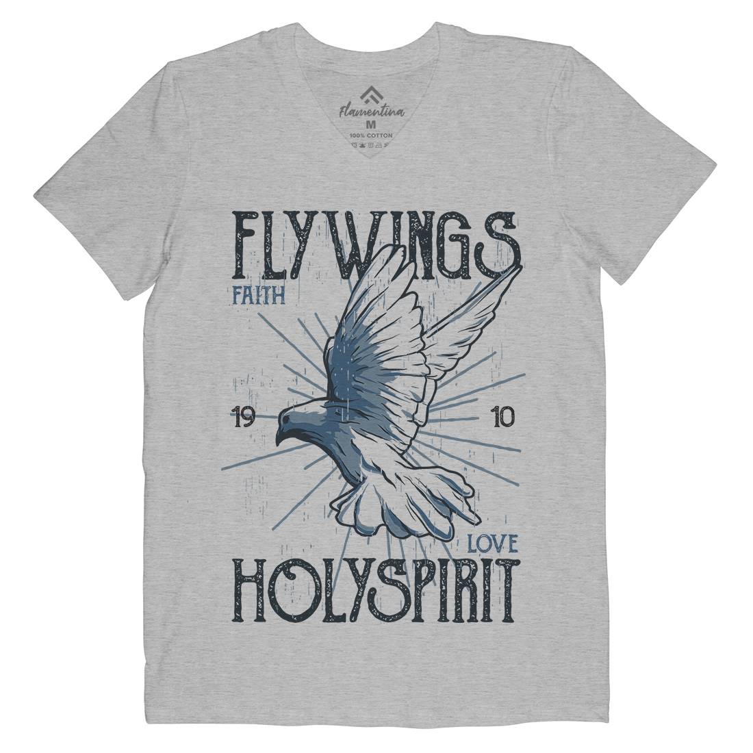 Bird Dove Fly Mens V-Neck T-Shirt Religion B685