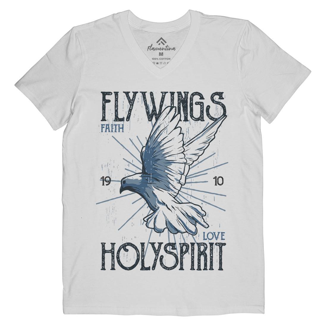 Bird Dove Fly Mens Organic V-Neck T-Shirt Religion B685