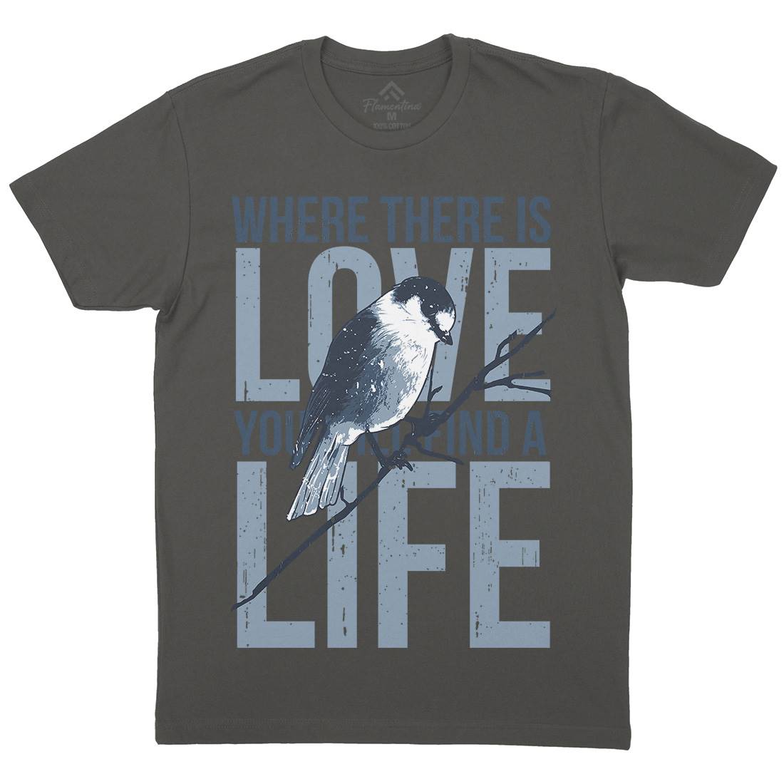 Bird Love Mens Organic Crew Neck T-Shirt Animals B686