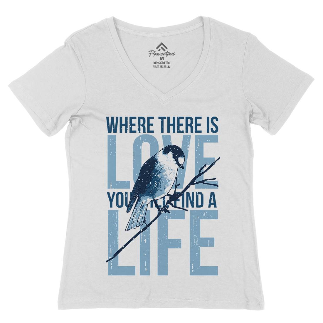 Bird Love Womens Organic V-Neck T-Shirt Animals B686