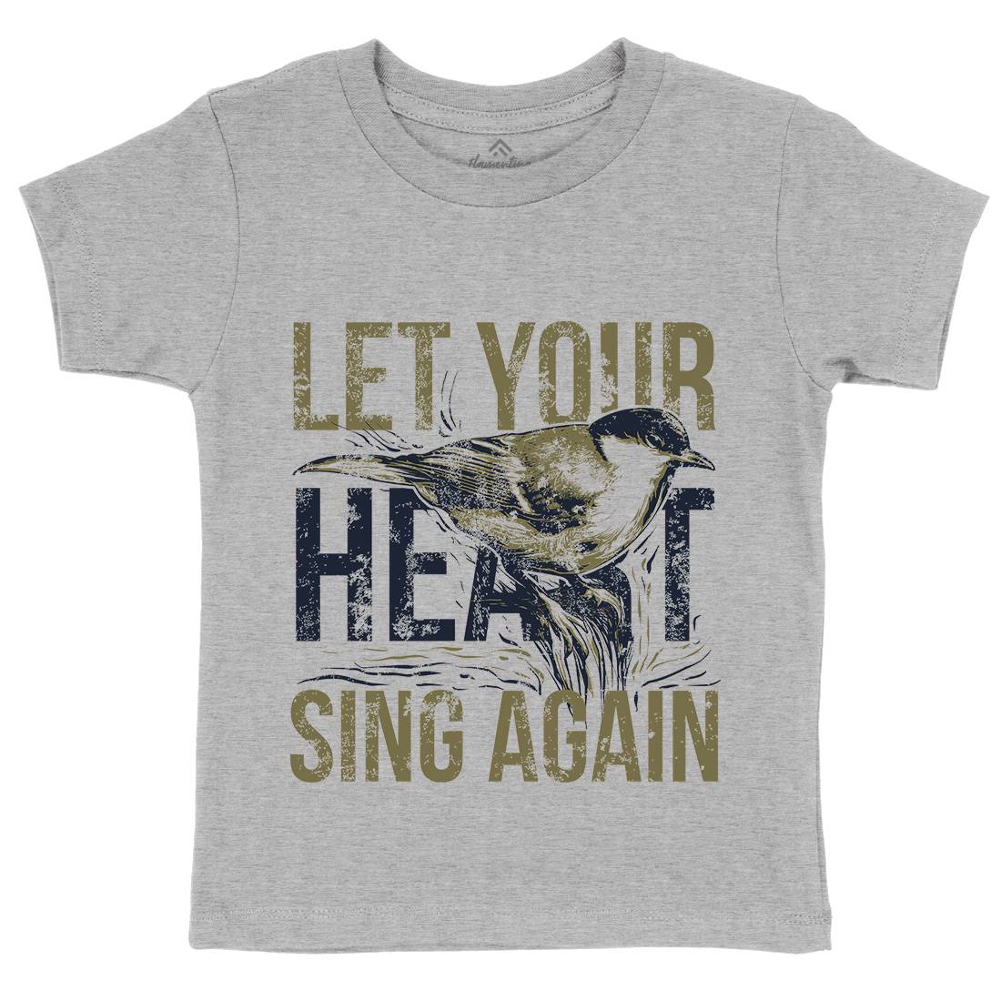 Bird Sing Kids Organic Crew Neck T-Shirt Animals B688