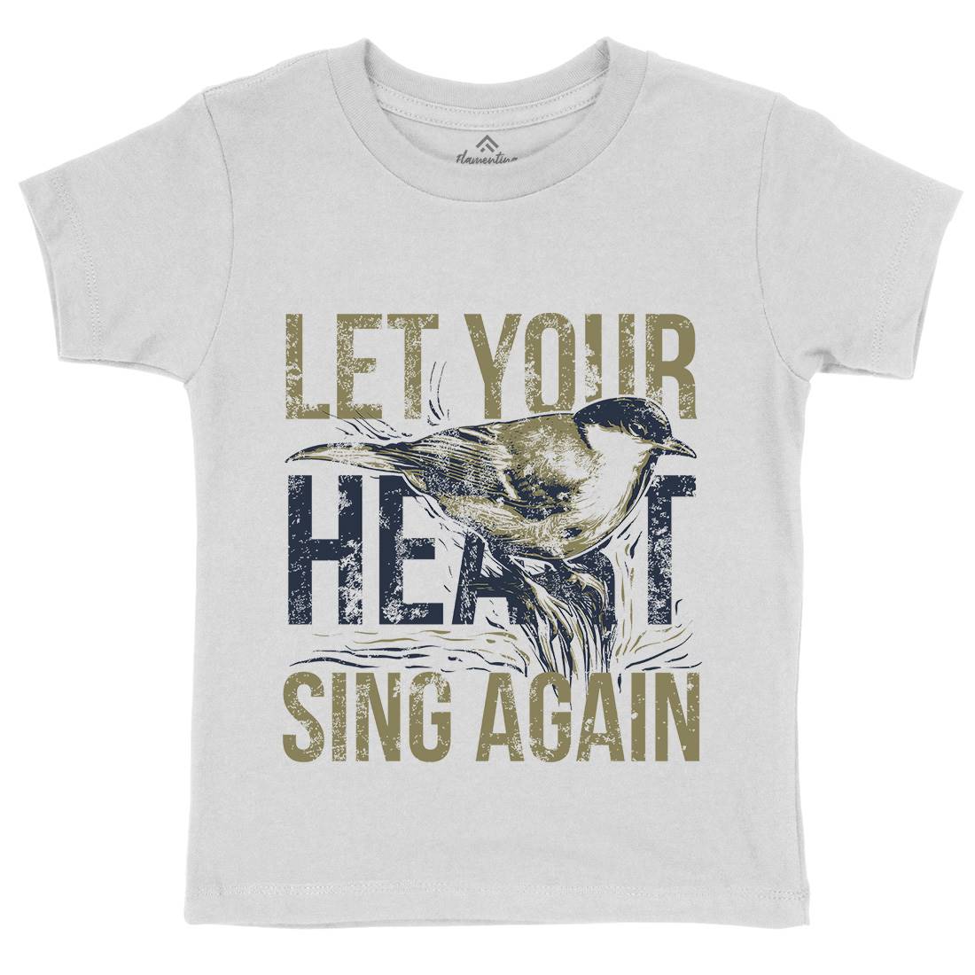 Bird Sing Kids Organic Crew Neck T-Shirt Animals B688