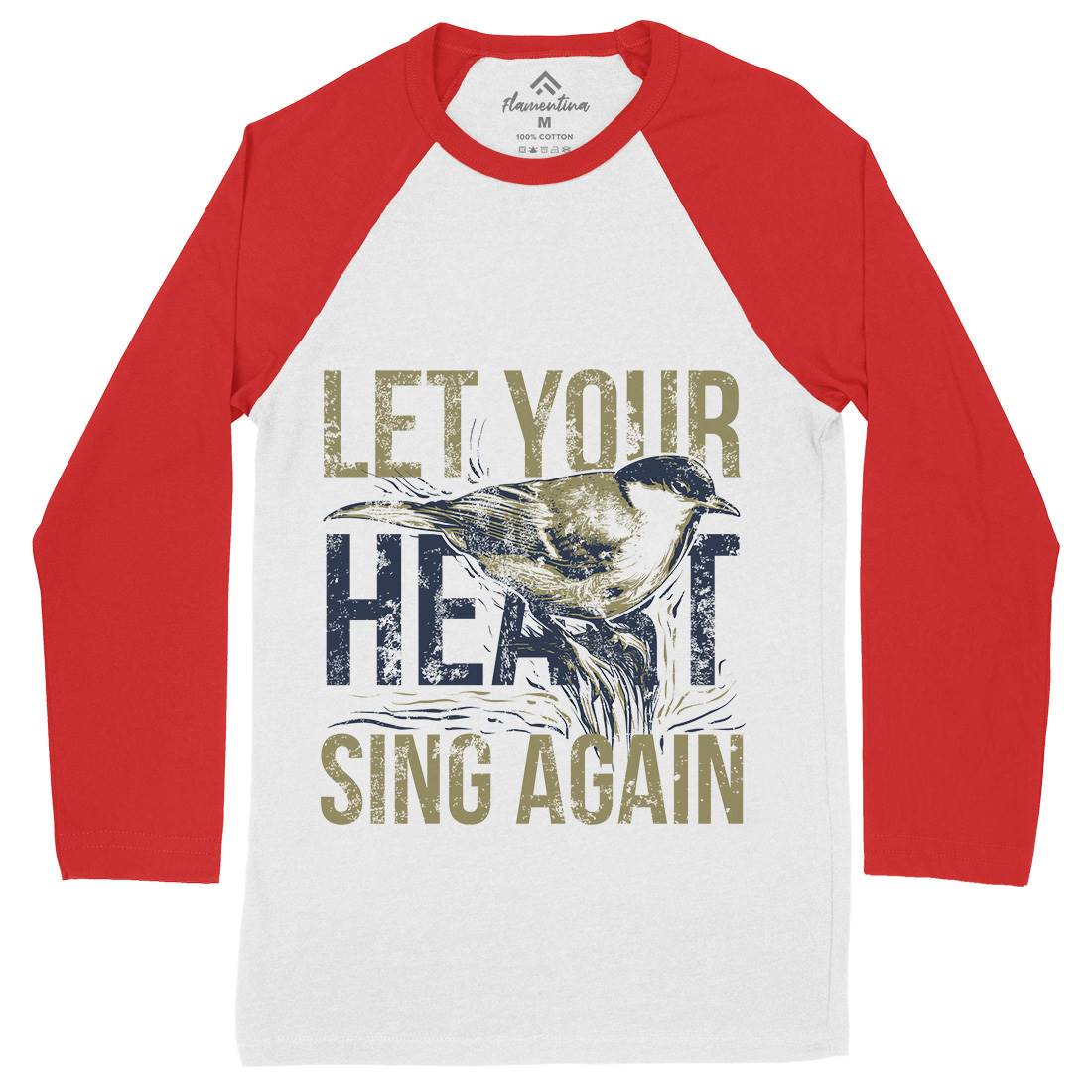 Bird Sing Mens Long Sleeve Baseball T-Shirt Animals B688