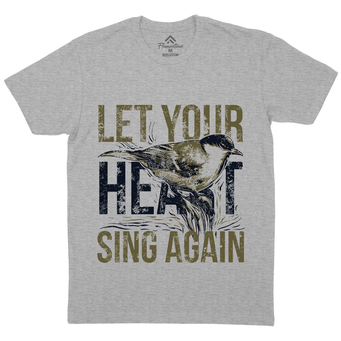 Bird Sing Mens Organic Crew Neck T-Shirt Animals B688