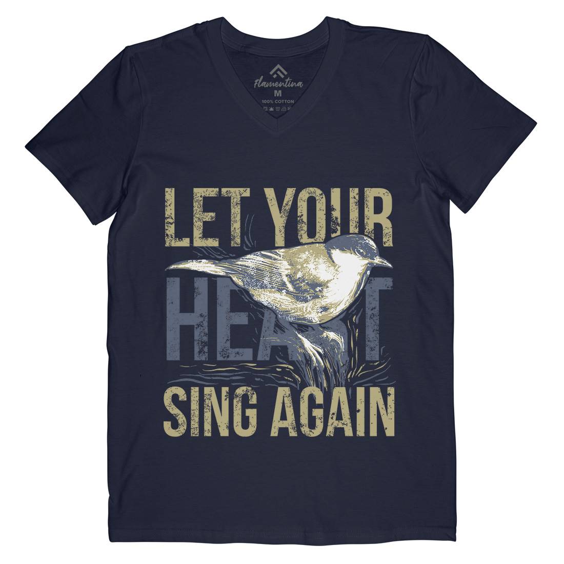 Bird Sing Mens Organic V-Neck T-Shirt Animals B688