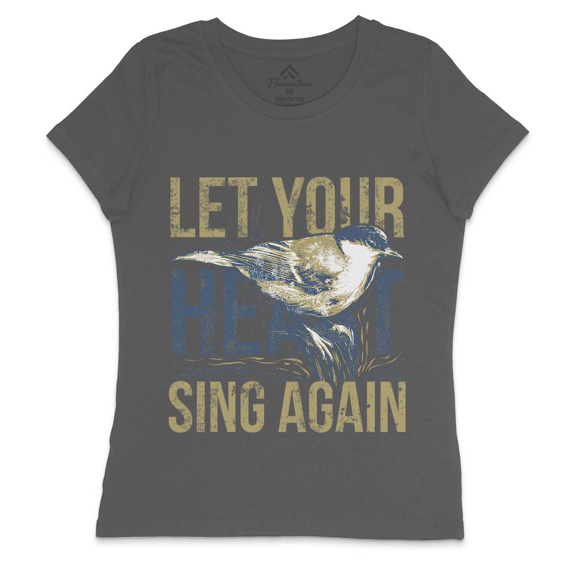 Bird Sing Womens Crew Neck T-Shirt Animals B688