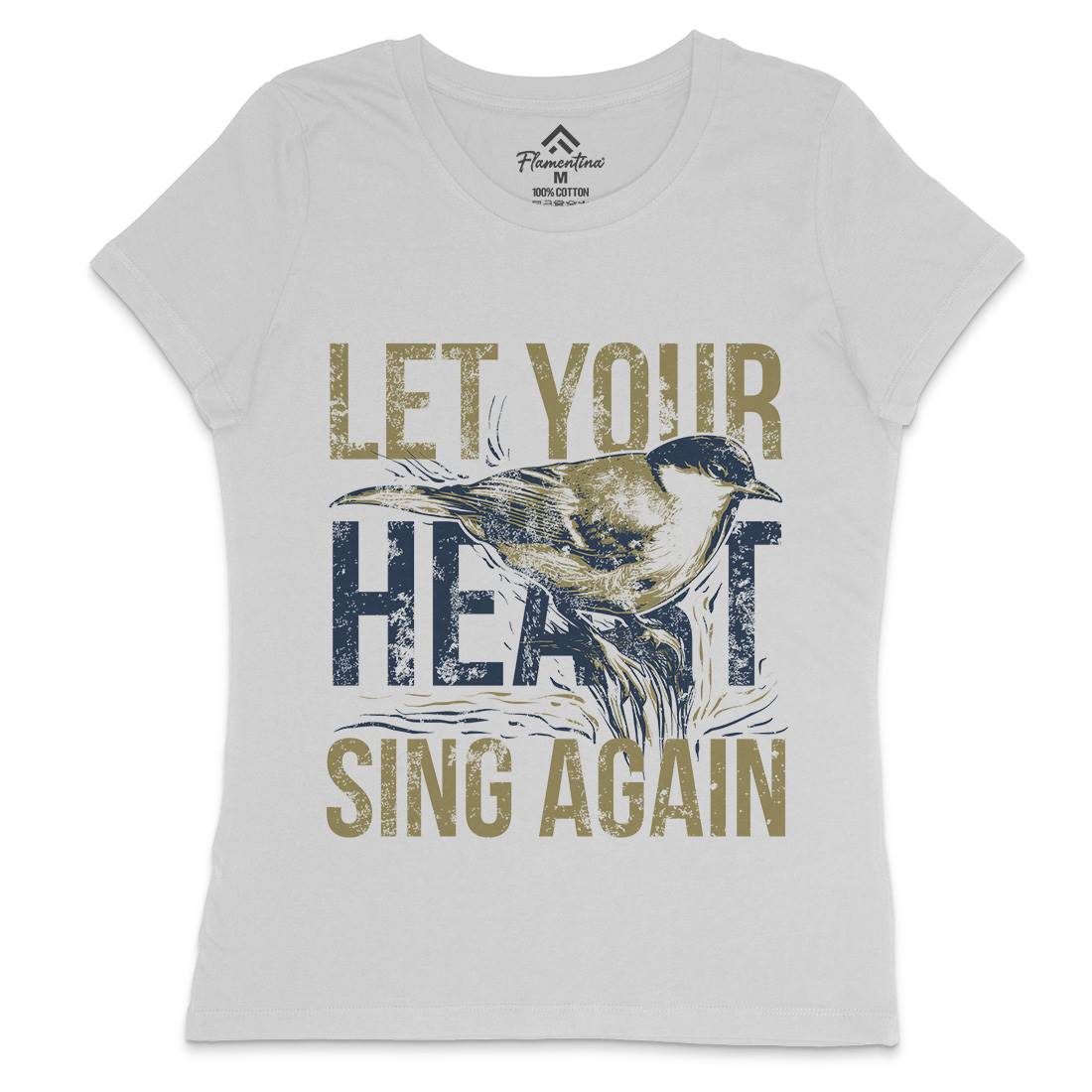 Bird Sing Womens Crew Neck T-Shirt Animals B688
