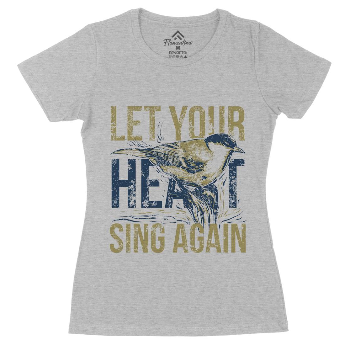 Bird Sing Womens Organic Crew Neck T-Shirt Animals B688