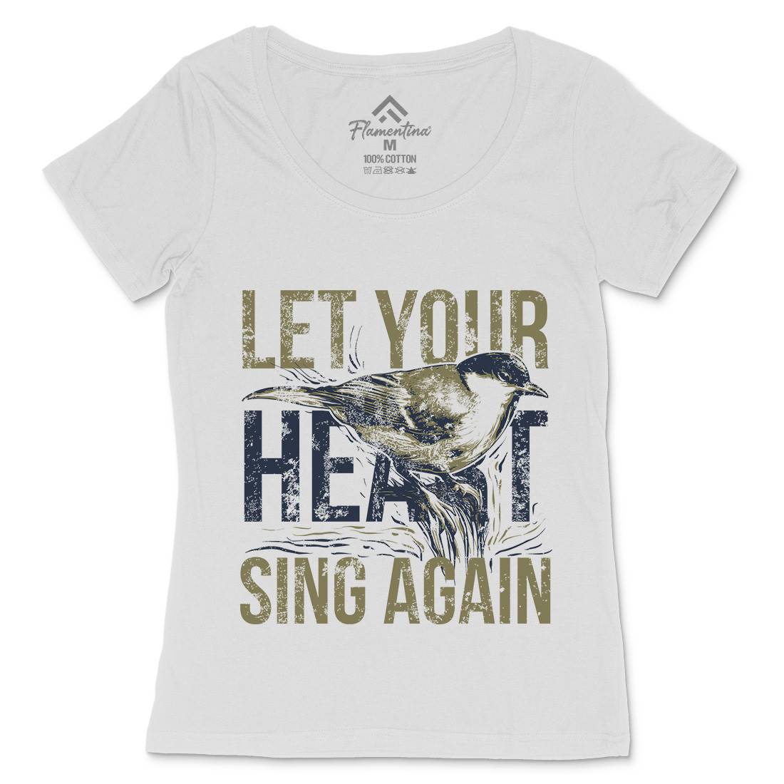Bird Sing Womens Scoop Neck T-Shirt Animals B688