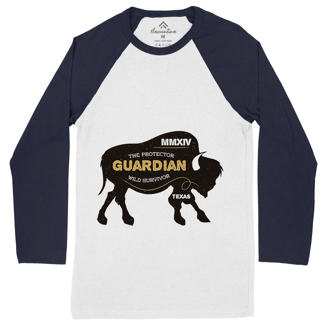 Bison Guardian Mens Long Sleeve Baseball T-Shirt Animals B690