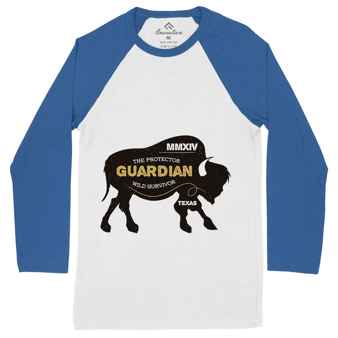 Bison Guardian Mens Long Sleeve Baseball T-Shirt Animals B690