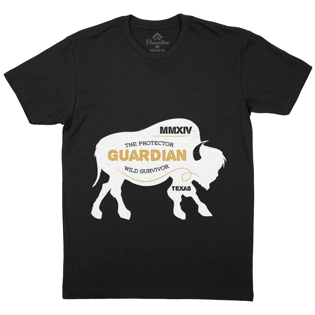 Bison Guardian Mens Organic Crew Neck T-Shirt Animals B690