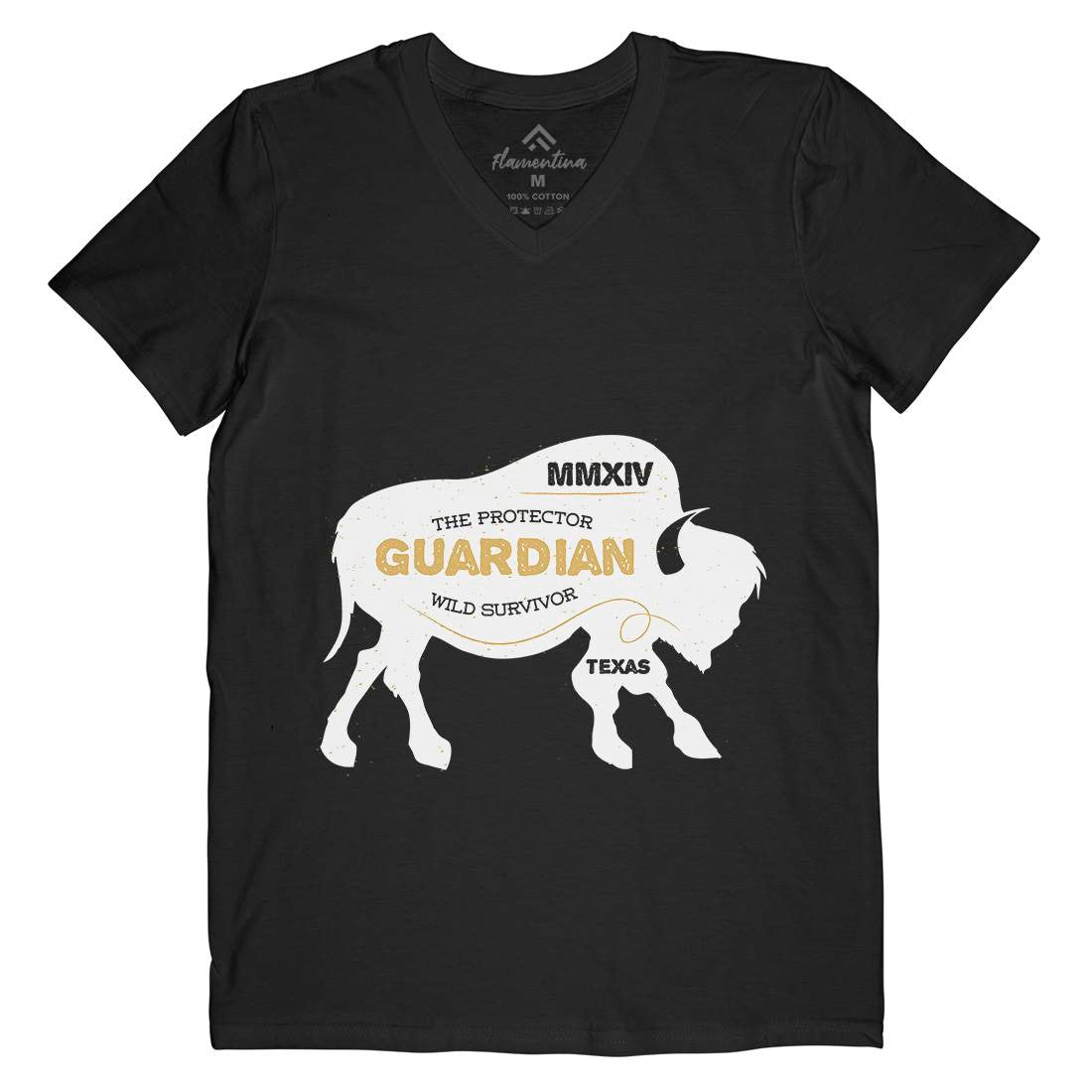 Bison Guardian Mens V-Neck T-Shirt Animals B690