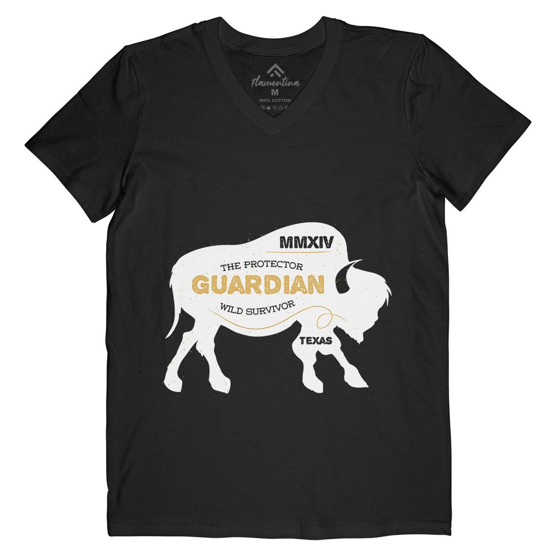 Bison Guardian Mens Organic V-Neck T-Shirt Animals B690