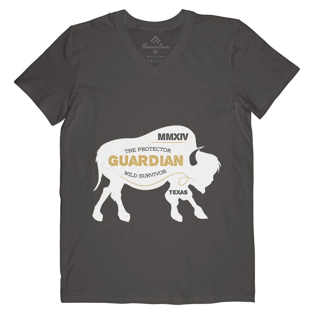 Bison Guardian Mens V-Neck T-Shirt Animals B690