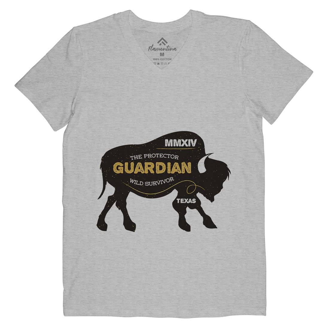 Bison Guardian Mens Organic V-Neck T-Shirt Animals B690