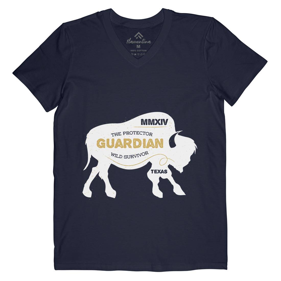 Bison Guardian Mens V-Neck T-Shirt Animals B690