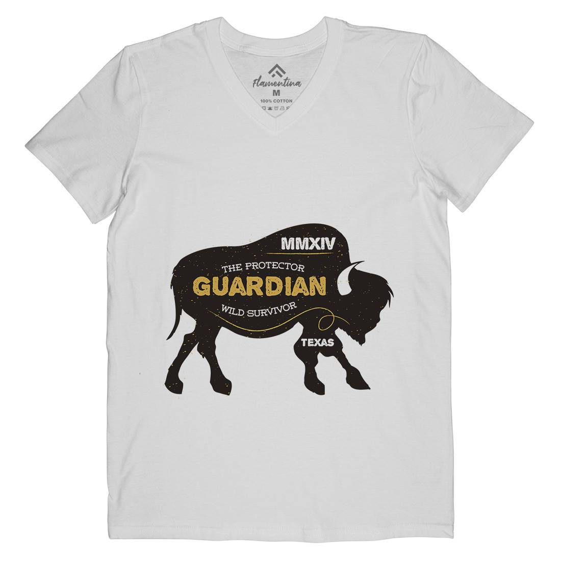 Bison Guardian Mens V-Neck T-Shirt Animals B690