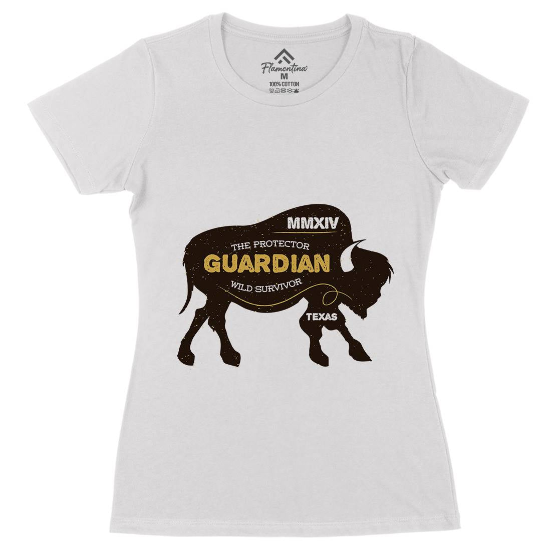 Bison Guardian Womens Organic Crew Neck T-Shirt Animals B690