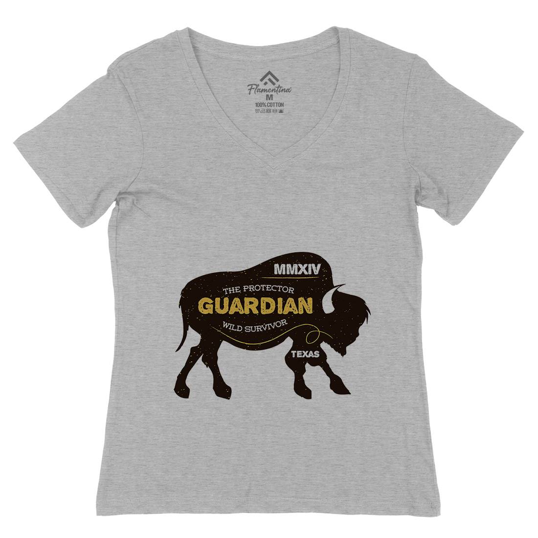 Bison Guardian Womens Organic V-Neck T-Shirt Animals B690