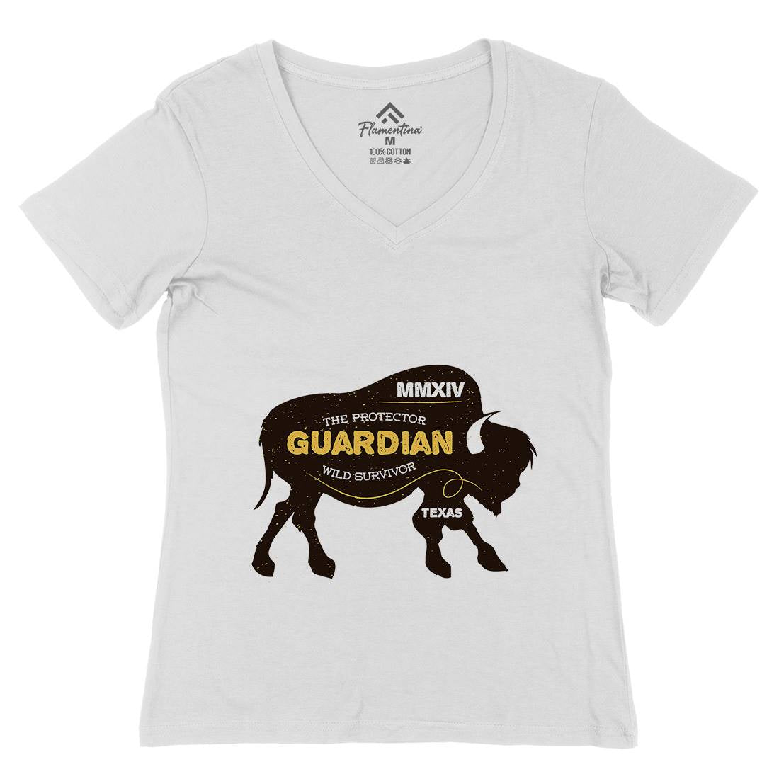 Bison Guardian Womens Organic V-Neck T-Shirt Animals B690